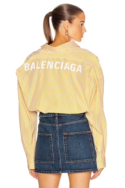 Balenciaga Long Sleeve Swing Shirt In Yellow & White
