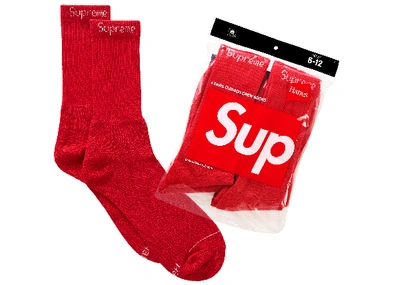 Pre-owned Supreme Hanes Socks (4 Pack) Red