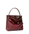 Tory Burch Small Lee Radziwill Leather Double Bag In Claret