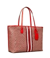 Tory Burch Gemini Link Canvas Top-zip Tote Bag In Dutch Red Gemini Link