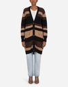 DOLCE & GABBANA CASHMERE CARDIGAN IN STRIPED FISHERMAN’S RIB STITCH