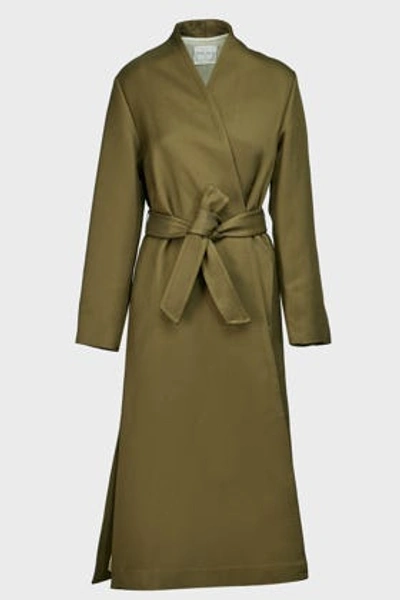 Forte Forte Woven Belted Coat In Green