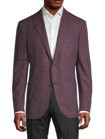 Luciano Barbera Burg Standard-fit Textured Sport Jacket In Burgundy