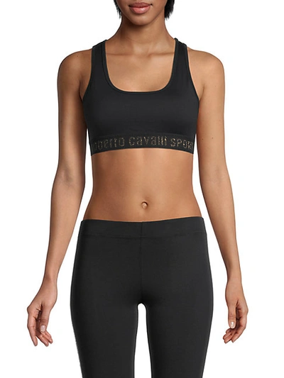 Roberto Cavalli Sport Lurex-accent Sports Bra In Black