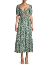 Free People Ellie Floral-print Gauze Midi Dress In Soft Seafoam