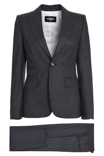 Dsquared2 Wool Two-pieces Suit In Grey