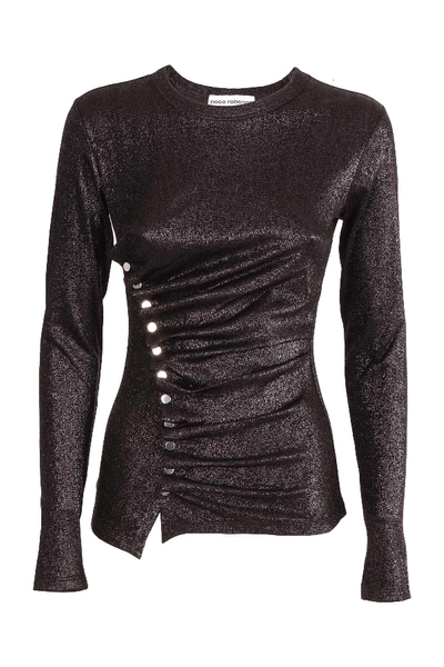 Paco Rabanne Girocollo Bottoni Laterali Jersey Lurex In Nero