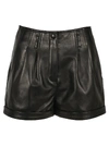 SAINT LAURENT LEATHER SHORTS,11489894