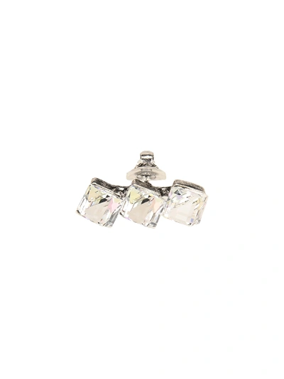 Saint Laurent Crystal-embellished Single Earring In White