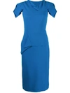 ROLAND MOURET GEOMETRIC PANELLING FITTED DRESS