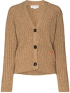 VICTORIA BECKHAM LOGO-EMBROIDERED RIBBED-KNIT CARDIGAN
