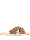 Gucci Mens Brown Gg Cut-out Rubber Sliders 6