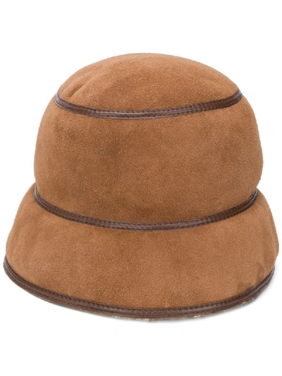 Simonetta Ravizza Contrast Trim Bucket Hat In Brown