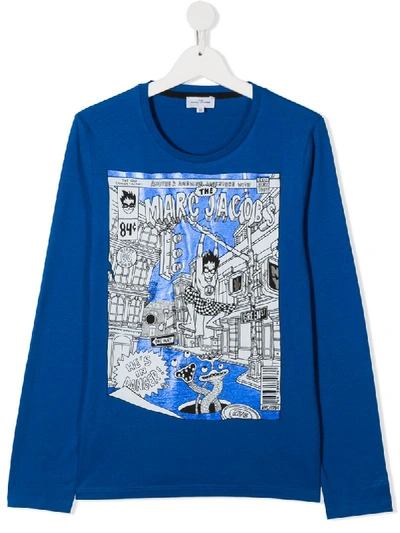The Marc Jacobs Teen Langarmshirt Mit Grafischem Print In Blue