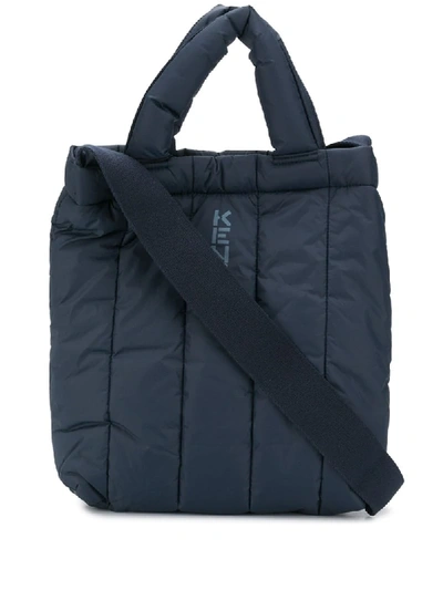 Kenzo Padded Logo Print Tote Bag In Blue