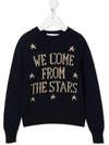 Alberta Ferretti Graphic Intarsia Rib-trimmed Jumper In Blue