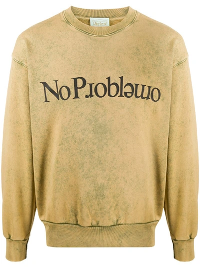 Aries No Problemo Acid-washed Loopback Cotton-jersey Sweatshirt In Neutrals