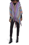 Missoni Zigzag & Stripe Wool Blend Poncho In Multi Purple