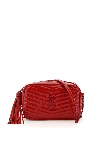 Saint Laurent Lou Chain Patent Mini Bag In Red