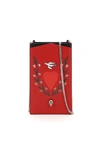 ALEXANDER MCQUEEN PHONE CASE WITH PRINT AND CHAIN