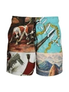 AMIRI SOUVENIR PATCHWORK SWIM TRUNKS,W0M16553PS