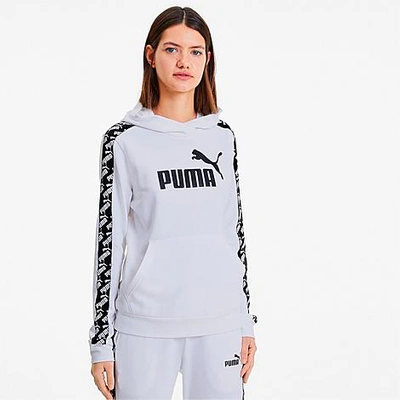 Puma Women's Amplified Cropped Logo Hoodie In  White