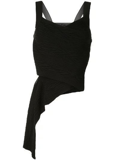 Off-white Asymmetric-hem Knitted Top In Black