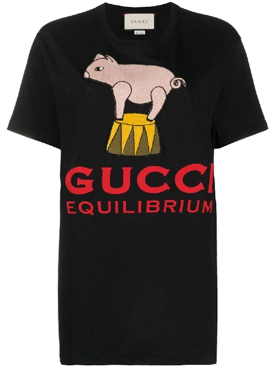 Gucci 图案印花短袖t恤 In Black