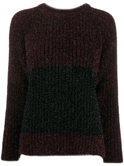 Sara Lanzi Metallic Contrasting Panel Jumper In Black