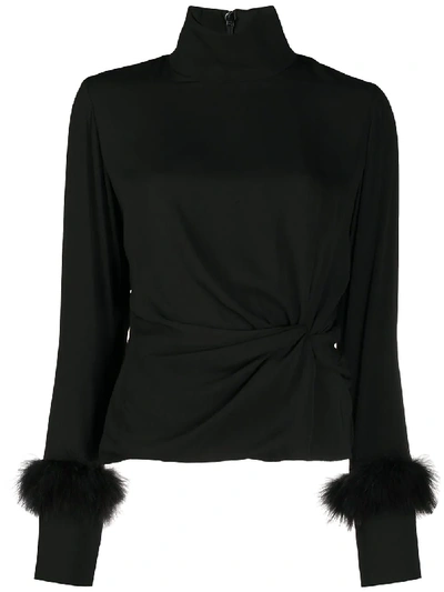 16arlington Feather Trim Jumper In Black