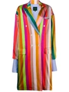 Jejia Rainbow Striped Coat In Blue
