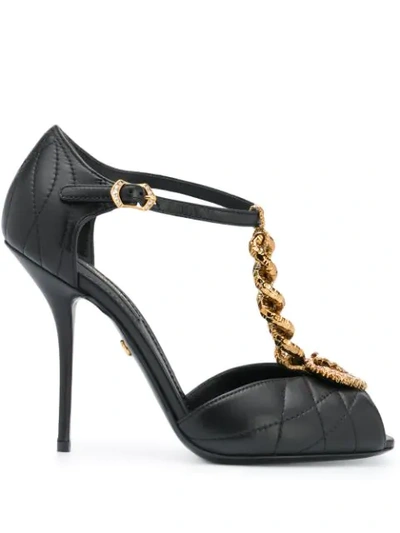 Dolce & Gabbana Black Devotion 105 Chain Leather Sandals