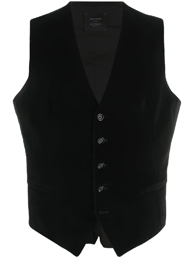 Tagliatore Wool Flannel Classic Waistcoat In Black