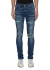 AMIRI QUILTED LEATHER INSERTS RIPPED SKINNY JEANS
