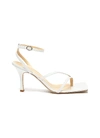 A.W.A.K.E. DELTA HIGH' ASYMMETRIC STRAP SQUARE TOE LEATHER HEELED SANDALS