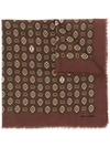 SAINT LAURENT MONOGRAM VINTAGE-PRINT FRAYED SCARF