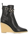 VALENTINO GARAVANI ROCKSTUD WEDGE BOOTS