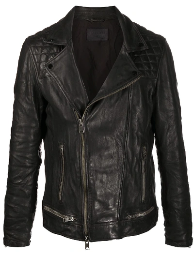 Allsaints Wick Leather Regular Fit Biker Jacket In Black