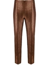 HEBE STUDIO METALLIC-EFFECT TROUSERS