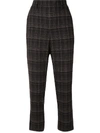 VINCE PLAID PRINT PULL-ON TROUSERS