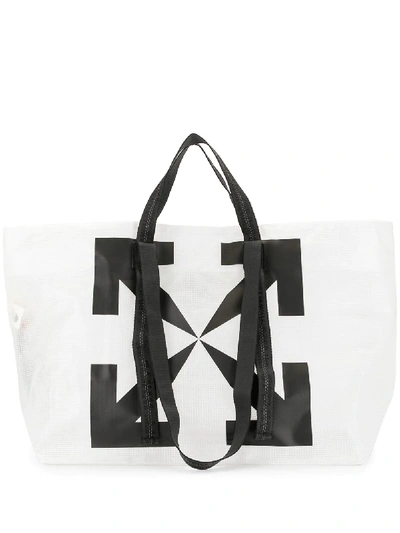 Off-white Arrows Grid-print Tote Bag In White