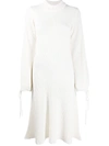 Msgm Rib-knit Mid-length Dress In Neutrals