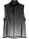 ANN DEMEULEMEESTER SHEER ROLL NECK SILK TOP