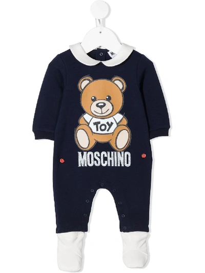 Moschino Babies' Teddy Bear-print Pajama In Blue