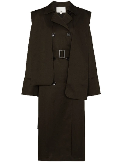 Tibi Recycled Techy Flap Trench Coat In Grey