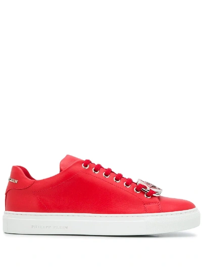 Philipp Plein Hexagon Leather Low-top Trainers In Red