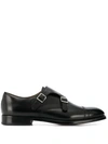 Doucal's Black Leather Monk Strap Shoes In Black