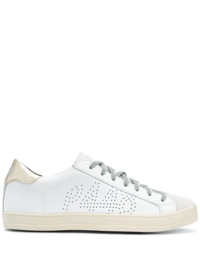 P448 20mm John Leather & Suede Trainers In White