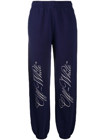 Off-white Logo-embroidered Track Trousers In Blue