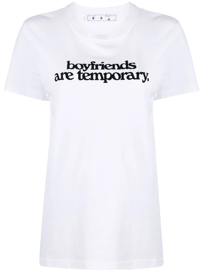 Off-white Slogan-print Short-sleeve T-shirt In White